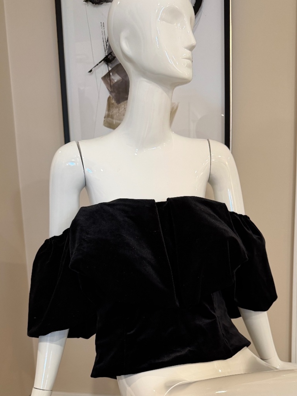 Anthropologie brand HUTCH Black strapless velvet top shirt blouse formal Size 16